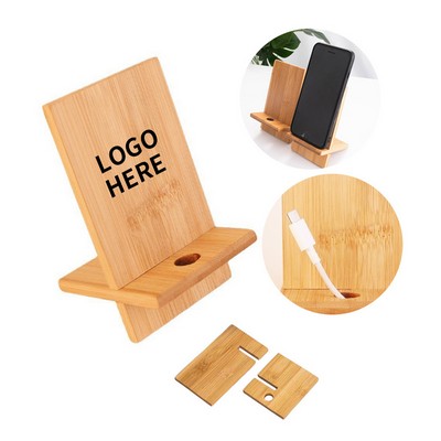 Laser Engraved Bamboo Phone Stand