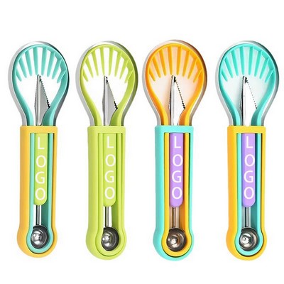 3-in-1 Stainless Steel Fruit Scoop & Carver