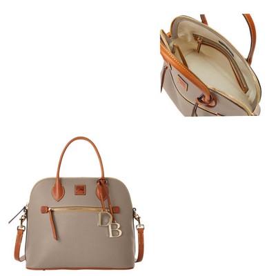 Dooney & Bourke Taupe Brown Pebble Grain Large Domed Satchel Bag