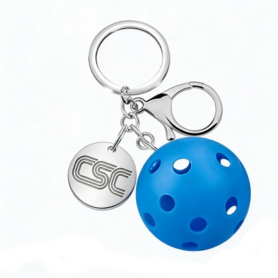 Pickleball Stainless Steel Keychain