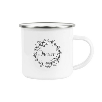 12 oz Fine SS Enamel Cup - Silver Rim - Orca