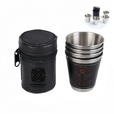4-Piece Stainless Steel Shot Glass Set