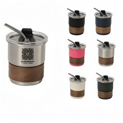 10.2 oz Stainless Steel Stemless Wine Mug - Insulated Tumbler with Clear Lid