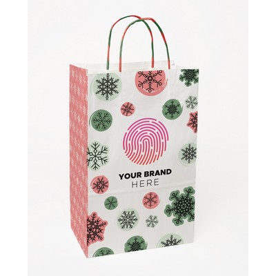 Retro Snowflakes Handle Shopper Bag (8.5" x 13.375" x 5")