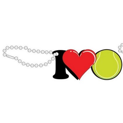 I Love Tennis Promotional Key Chain w/ Black Back (2 Square Inch)
