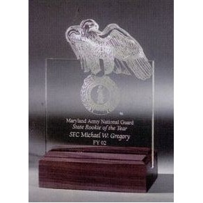 8" Acrylic Award in Any Shape in Walnut or Black Base