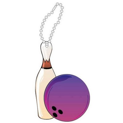 Bowling Pin And Ball Promotional Key Chain w/ Black Back (6 Square Inch)