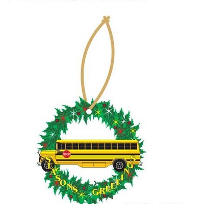 School Bus Executive Wreath Ornament w/ Mirrored Back (4 Square Inch)