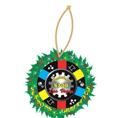 LV $100 Poker Chip Promotional Wreath Ornament w/ Black Back (10 Square Inch)
