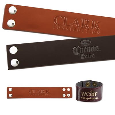 Synthetic Leather Bracelet w/Embossed Logo (4 Snaps)