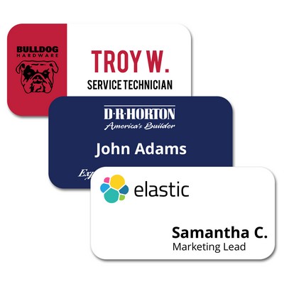 3" x 1 1/2" Matte Plastic Name Badge w/Full Color Imprint & Personalization