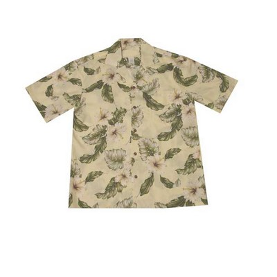 Yellow Hawaiian Shirt - 100% Silky Rayon Tropical Bahama Print w/ Coconut Buttons (S-3XL in-stock)
