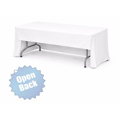 4' Open Back White Table Throw w/ front logo