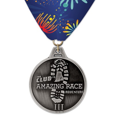 HS Medal w/Custom Printed V-Stitched Millennium Neck Ribbon (2½")