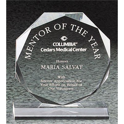 Beveled Octagon Award With Base, Clear, Small (6" x 6-3/4")