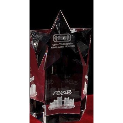 Custom Crystal Image in Star Pillar Award w/3D Logo/Text (12")