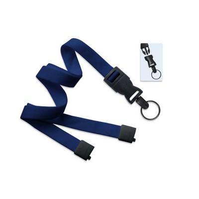 5/8" Blank Detachable Lanyard w/Split Ring (Navy Blue)