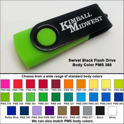 Swivel Black Flash Drive - 1 GB Memory - Body PMS 368