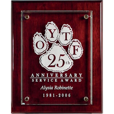 Rosewood Piano Finish Board with Raised Glass (8" x 10")