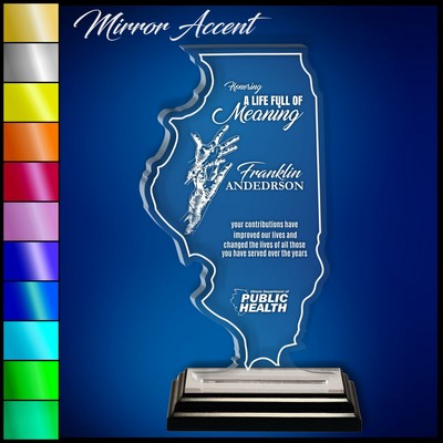 10" Illinois Clear Acrylic Award with Mirror Accent