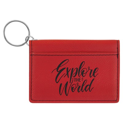 4 1/4" x 3" Red Laser Engraved Keychain ID Holder
