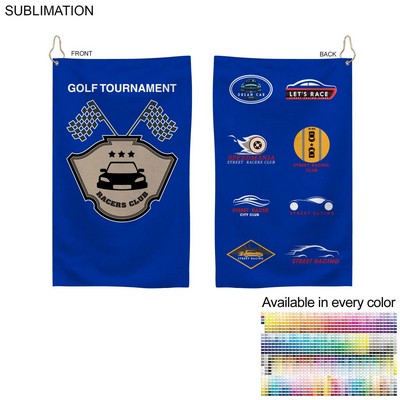 Colored Microfiber Dri-Lite Terry Golf Towel, Nofold Grommet & Hook, Sublimated 2 Side (15"x25")