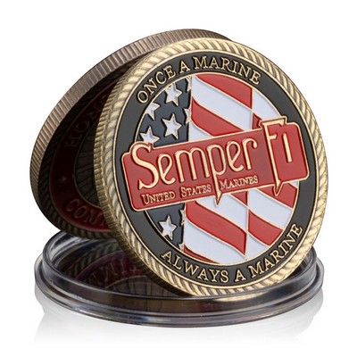 1.5" Die Struck Color Filled Challenge Coin w/ Acrylic Box