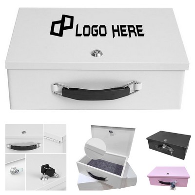 Portable Fireproof Iron Storage Box W/ Lock