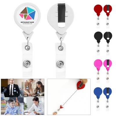 Large No-Twist Retractable Round Badge Reel w/ Belt Clip