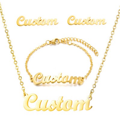 Stainless Steel Name Pendant Necklace Custom Personalized Jewelry
