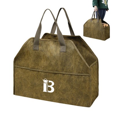 Canvas Firewood Log Carrier Storage Bag with Handles