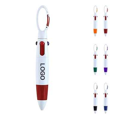 4-In-1 Plastic Carabiner Shuttle Pen