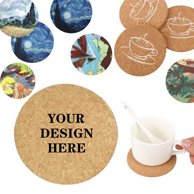 4" Cork Sheets Round Cup Mat Cork Coasters For Drinks