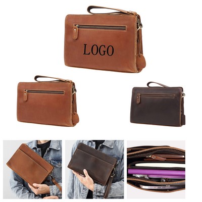 Leather Cowhide Versatile Clutch Bag