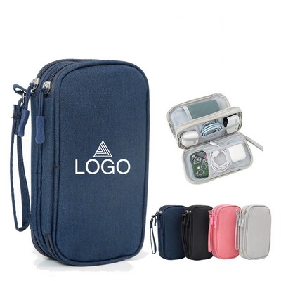 Double-Layer Travel Electronics Organizer Bag