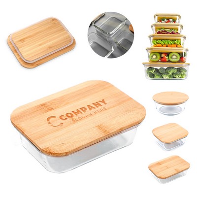 Glass Food Container With Bamboo Lid