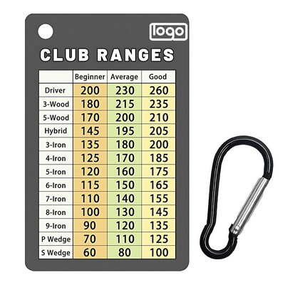 Golf Club Range Chart - Quick Reference Distance Card