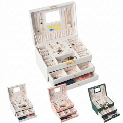 Three-Layer Leather Jewelry Box