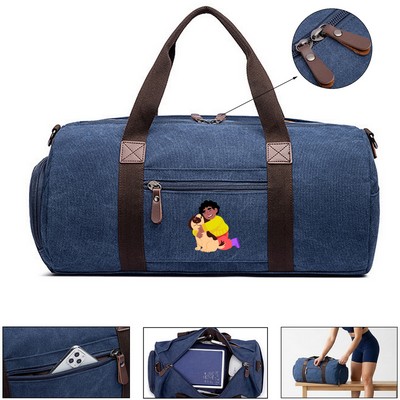Large Capacity Canvas Duffle Bag With Adjustable Shoulder Strap