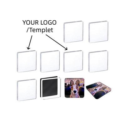 2" X 2" Diy Blank Sublimation Acrylic Fridge Magnet W/ Full Magnetic Backing