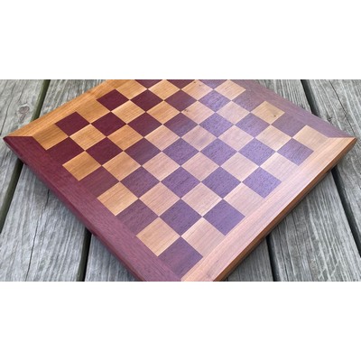 Purple Heart & Cherry Handcrafted Chess Board with Rubber Feet