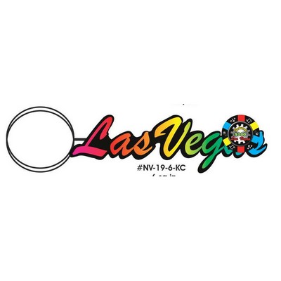 Las Vegas w/Poker Chip Key Chain w/Clear Mirrored Back (6 Square Inch)