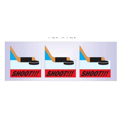 Hockey Puck & Stick Panoramic Badge w/ Bar Pin (1 5/8"x4 5/8")