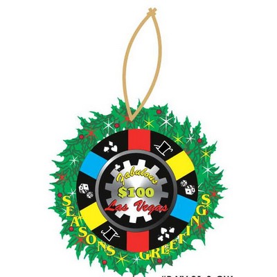 LV $100 Poker Chip Promotional Wreath Ornament w/ Black Back (12 Square Inch)