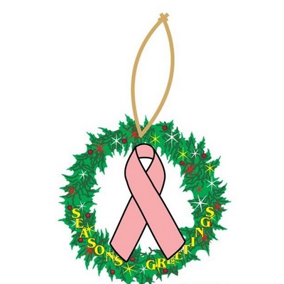 Awareness Ribbon Promotional Wreath Ornament w/ Black Back (8 Square Inch)
