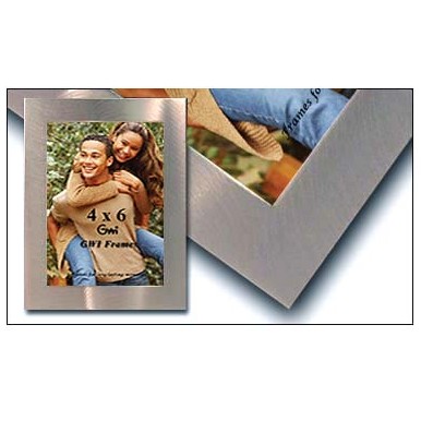 Brush Silver Photo Frame w/Velvet Backing & Easel (5"x7")