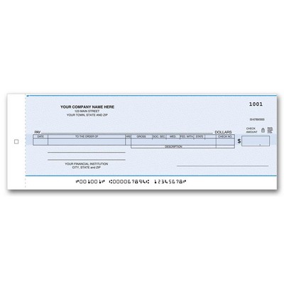 One-Write® Payroll/Cash Disbursement Checks (1 Part)