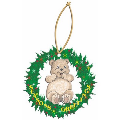 Bear Cub Promotional Wreath Ornament w/ Black Back (3 Square Inch)
