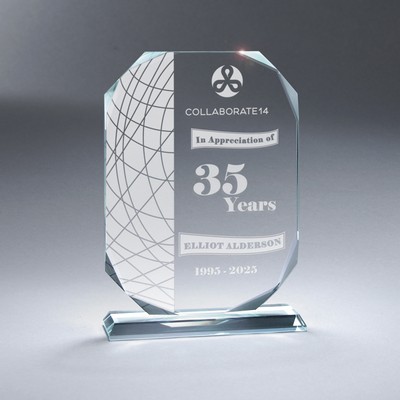 Beveled Crystal Plaque on Base (Medium)
