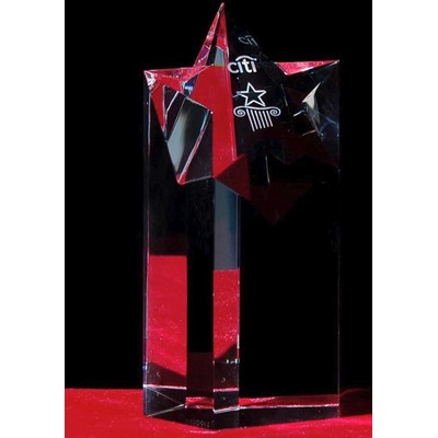 Custom Crystal Star Pillar Award w/Custom Etching (8")